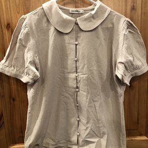 NWT Roolee Linen Peter Pan Collared Blouse